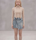 A-symetric denim mini skirt
