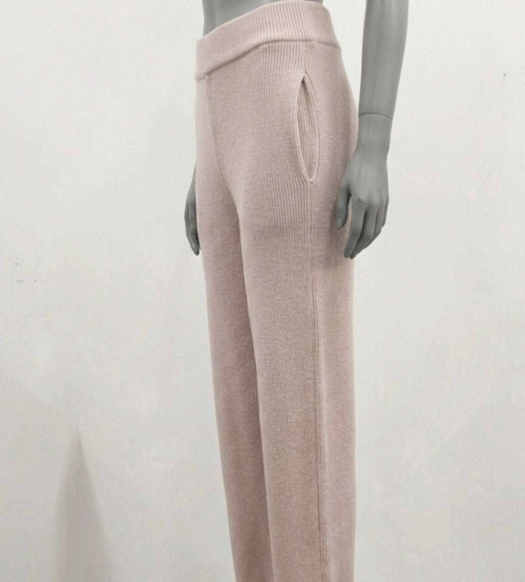 Shimmered pastel pink sweater pants