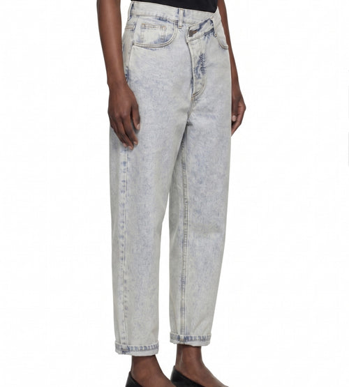 Asymmetric waist denim pant