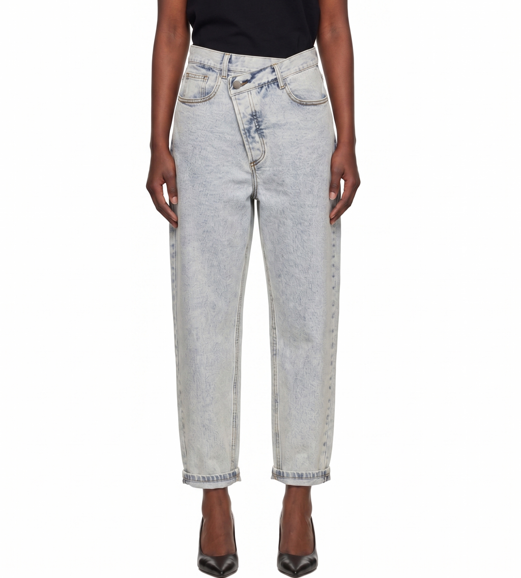 Asymmetric waist denim pant