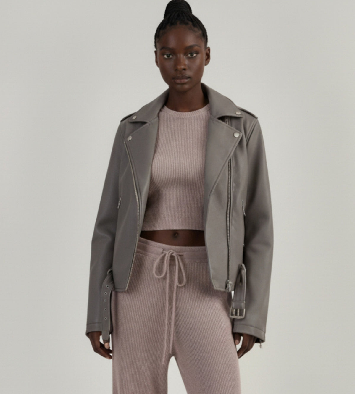 Faux leather biker jacket