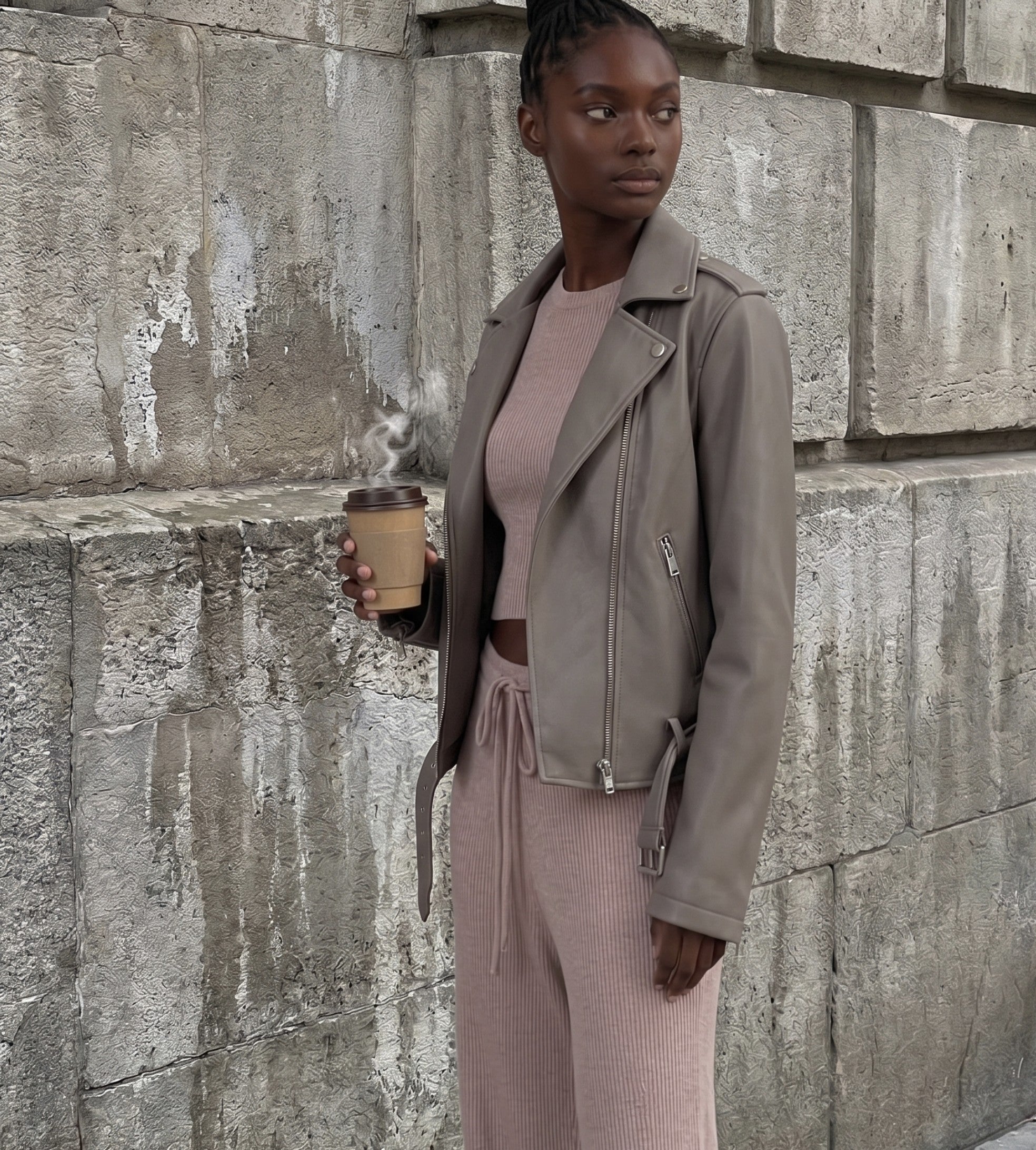 Faux leather biker jacket
