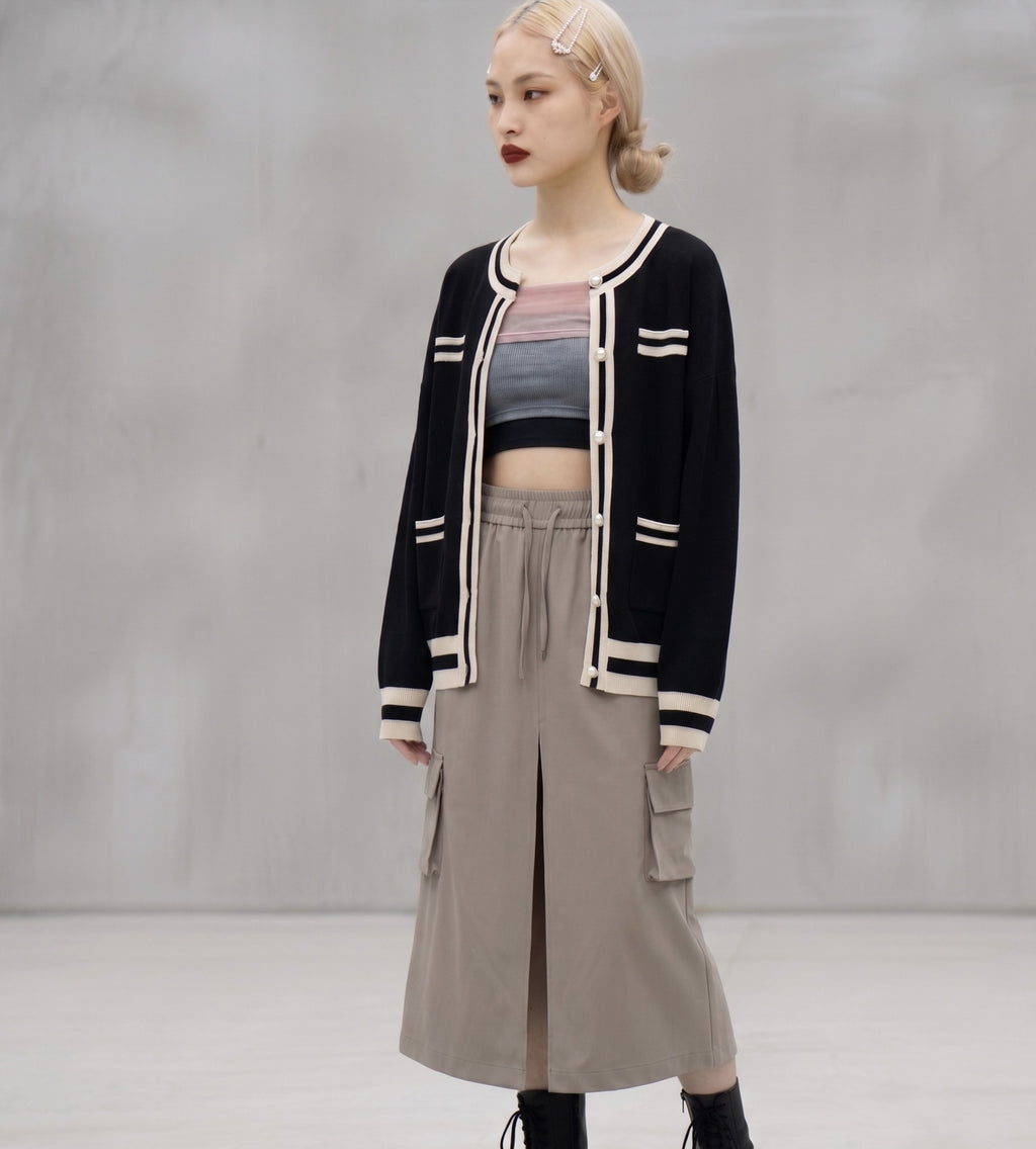 Stripe contrast easy cardigan