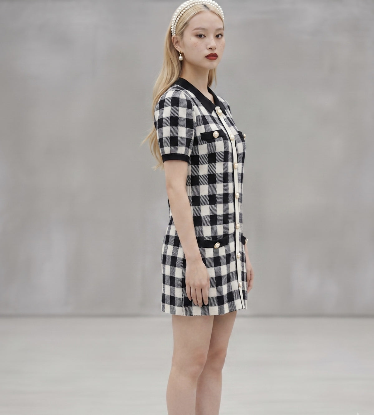 short sleeve plaid mini dress