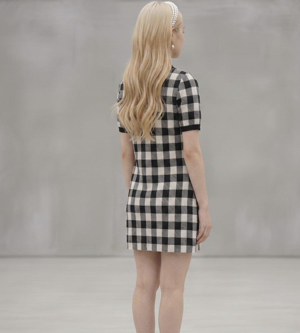 short sleeve plaid mini dress