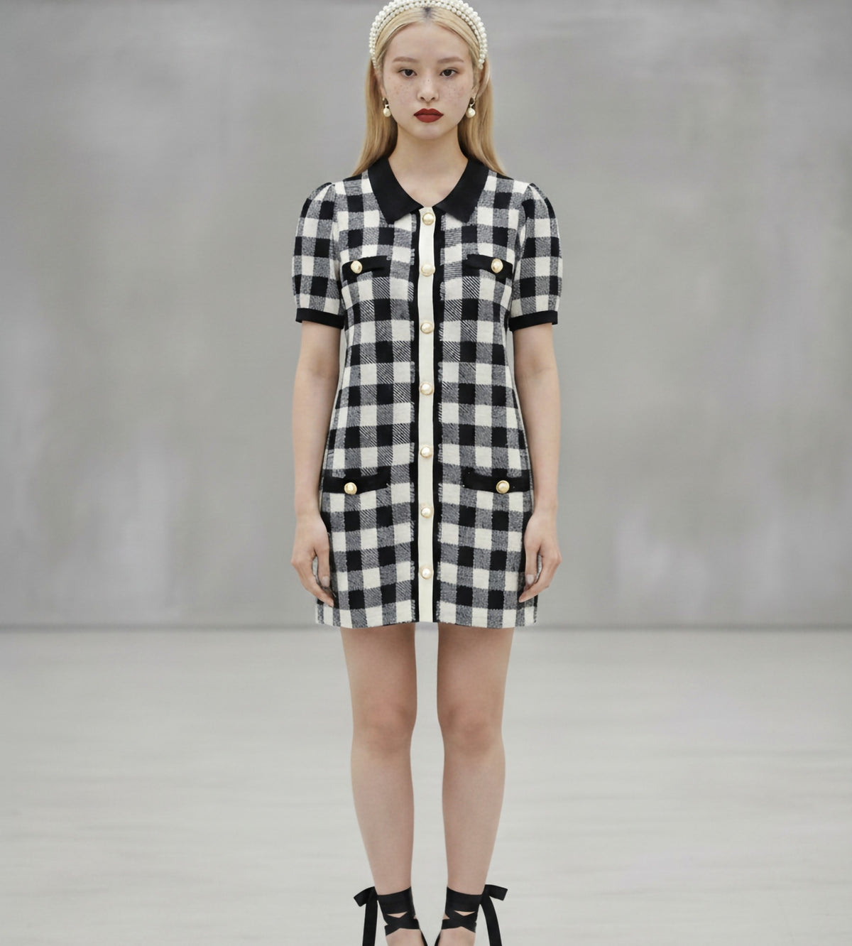 short sleeve plaid mini dress