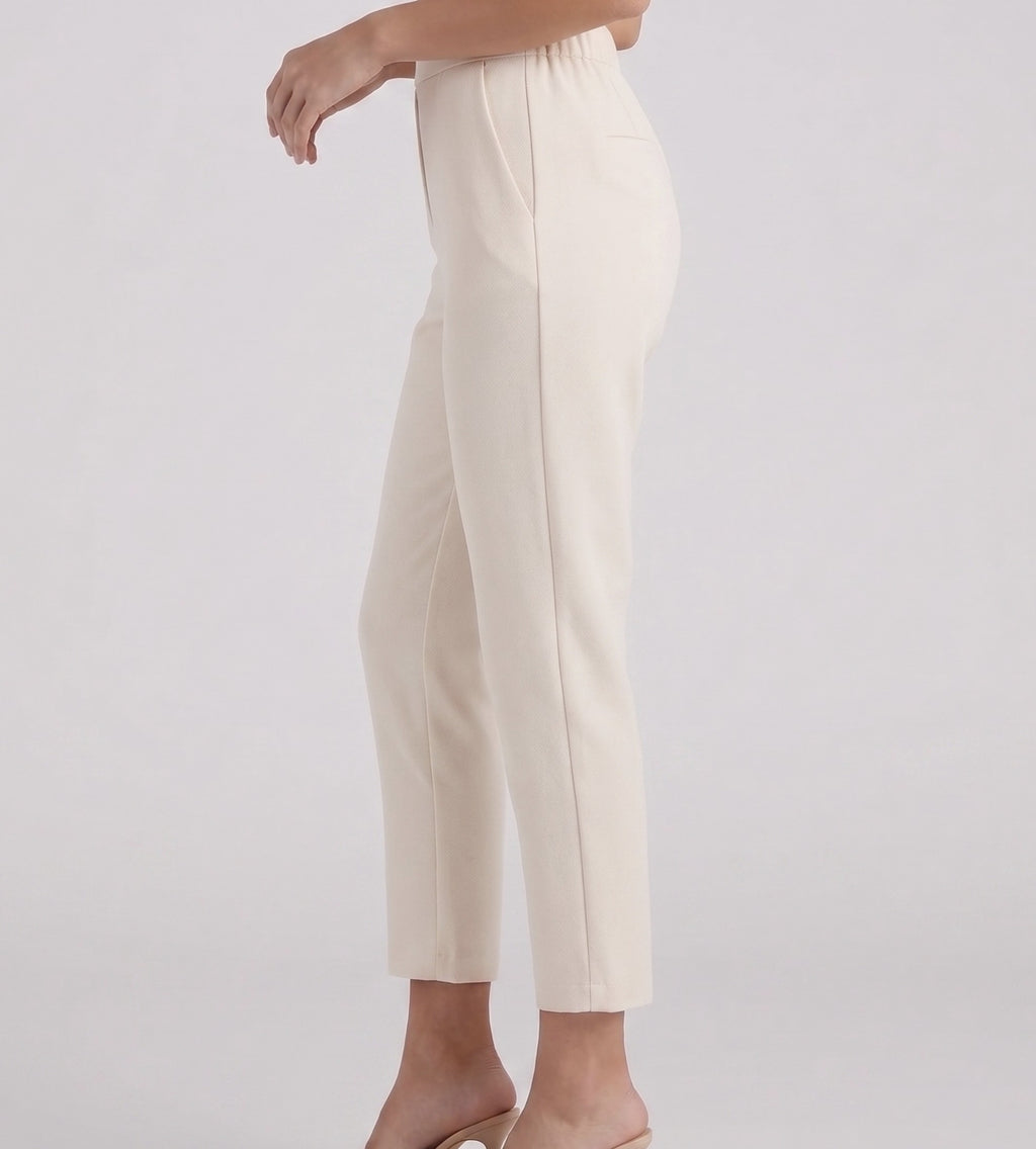 cream pant with gold button