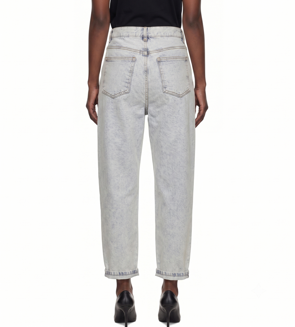 Asymmetric waist denim pant