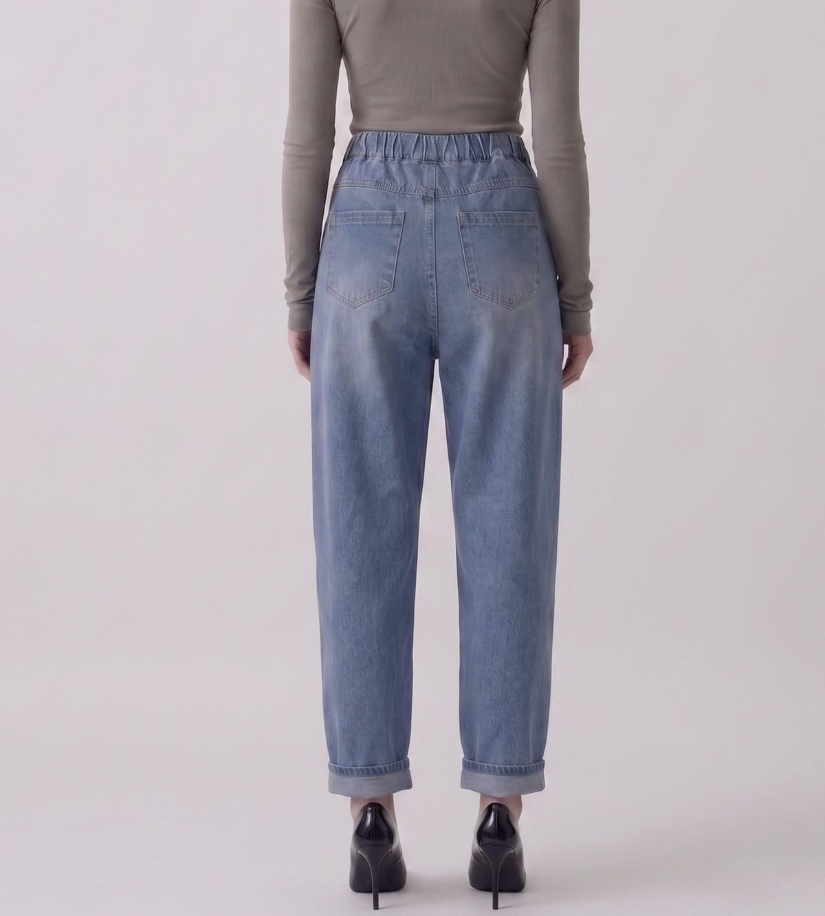 Folded detail denim pants