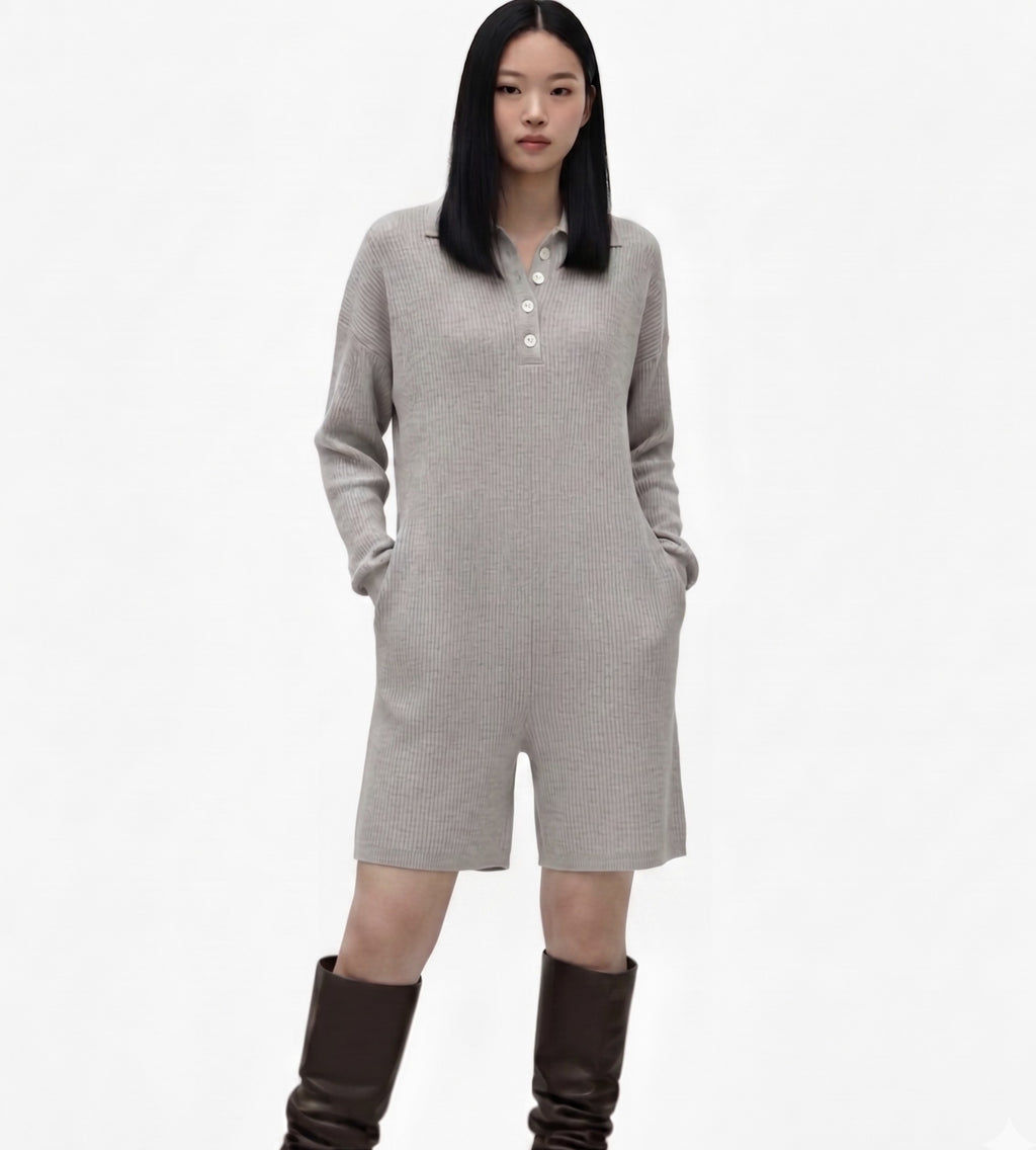 Grey Ribbed onesie