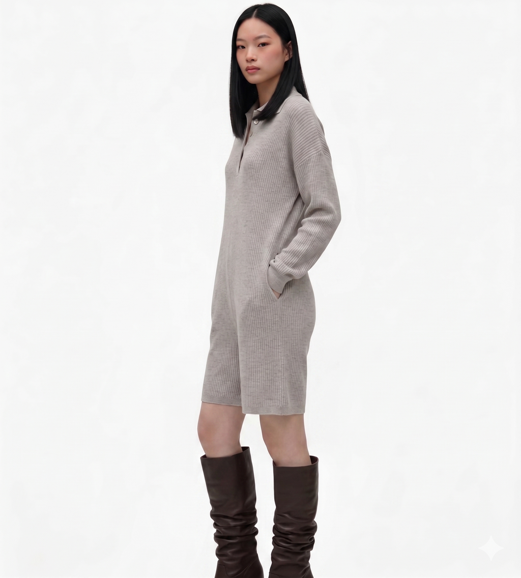 Grey Ribbed onesie