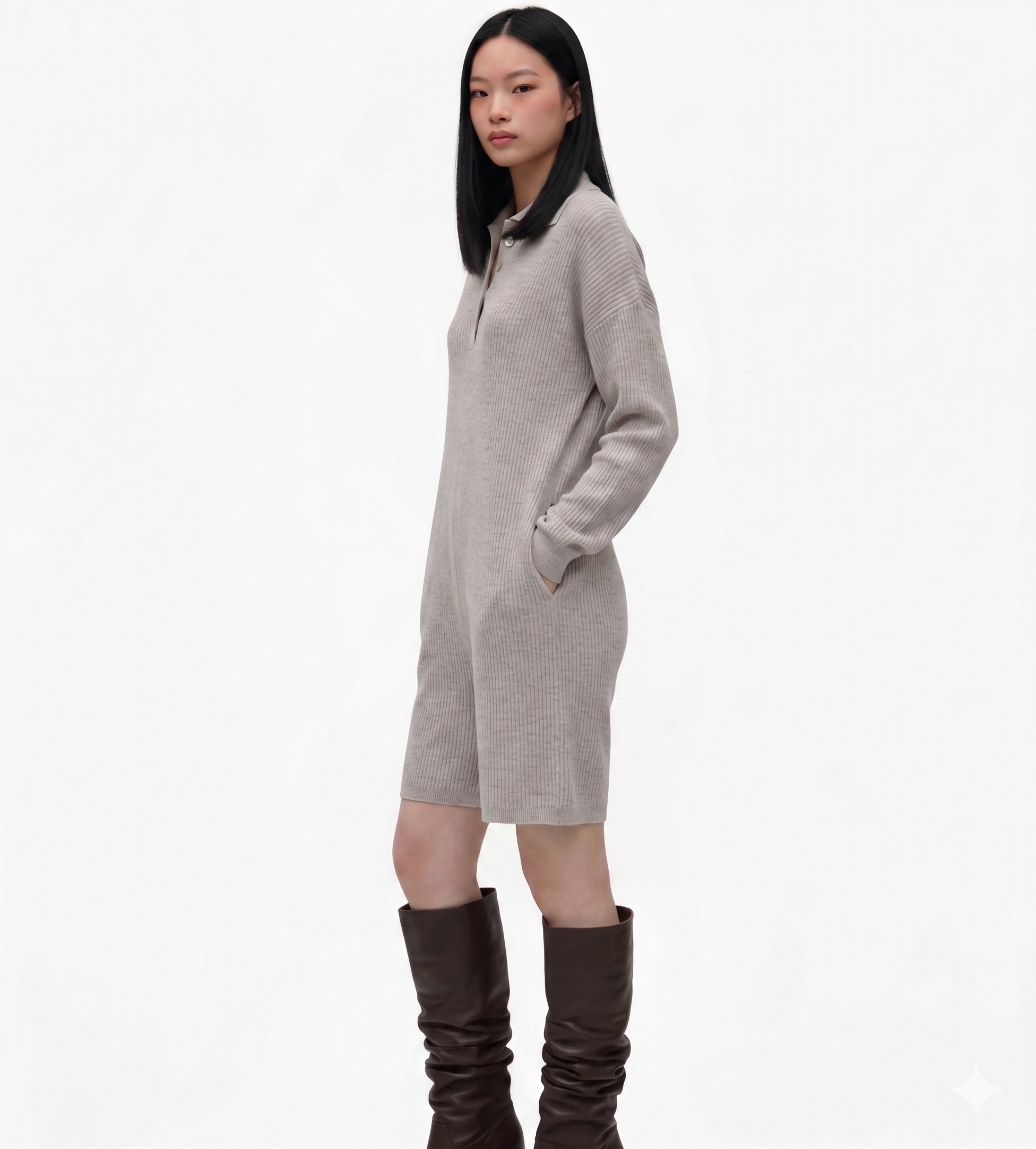 Grey Ribbed onesie