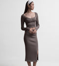 Bustier knit w/ slit detail skirt set
