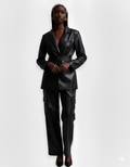 Belted leather blazer