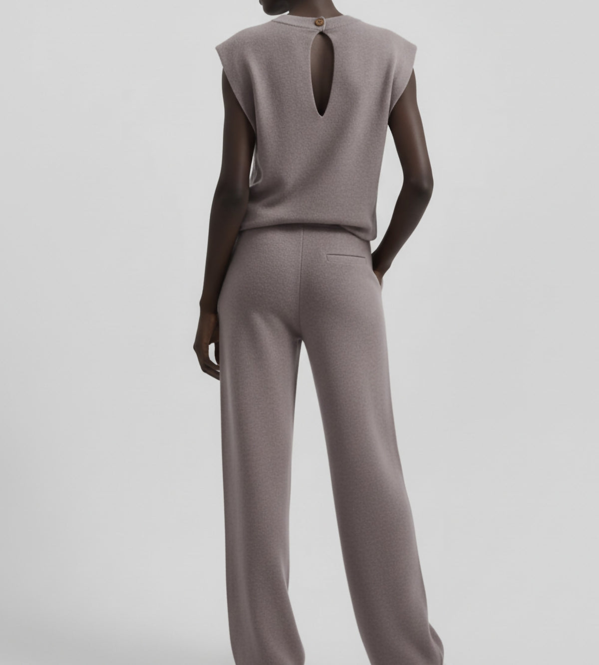 Extended shoulder sweater jumpsuit