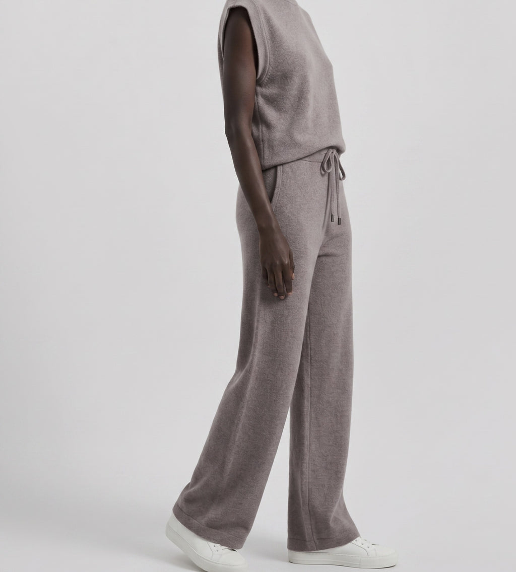 Extended shoulder sweater jumpsuit