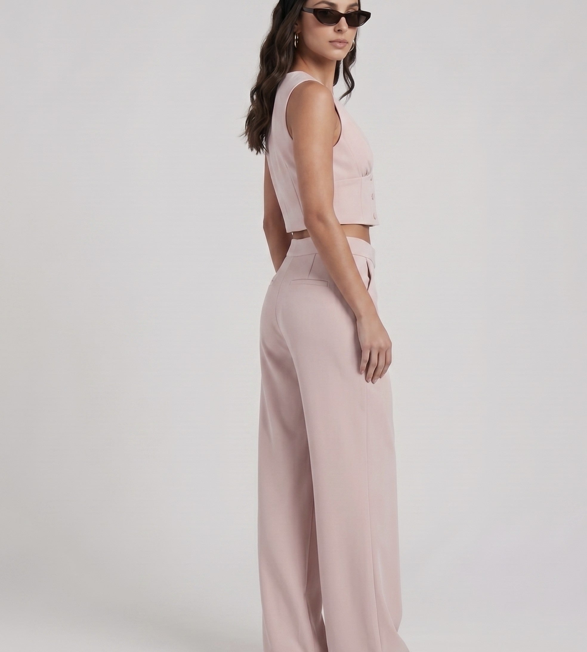 Corset detail vest/pants set