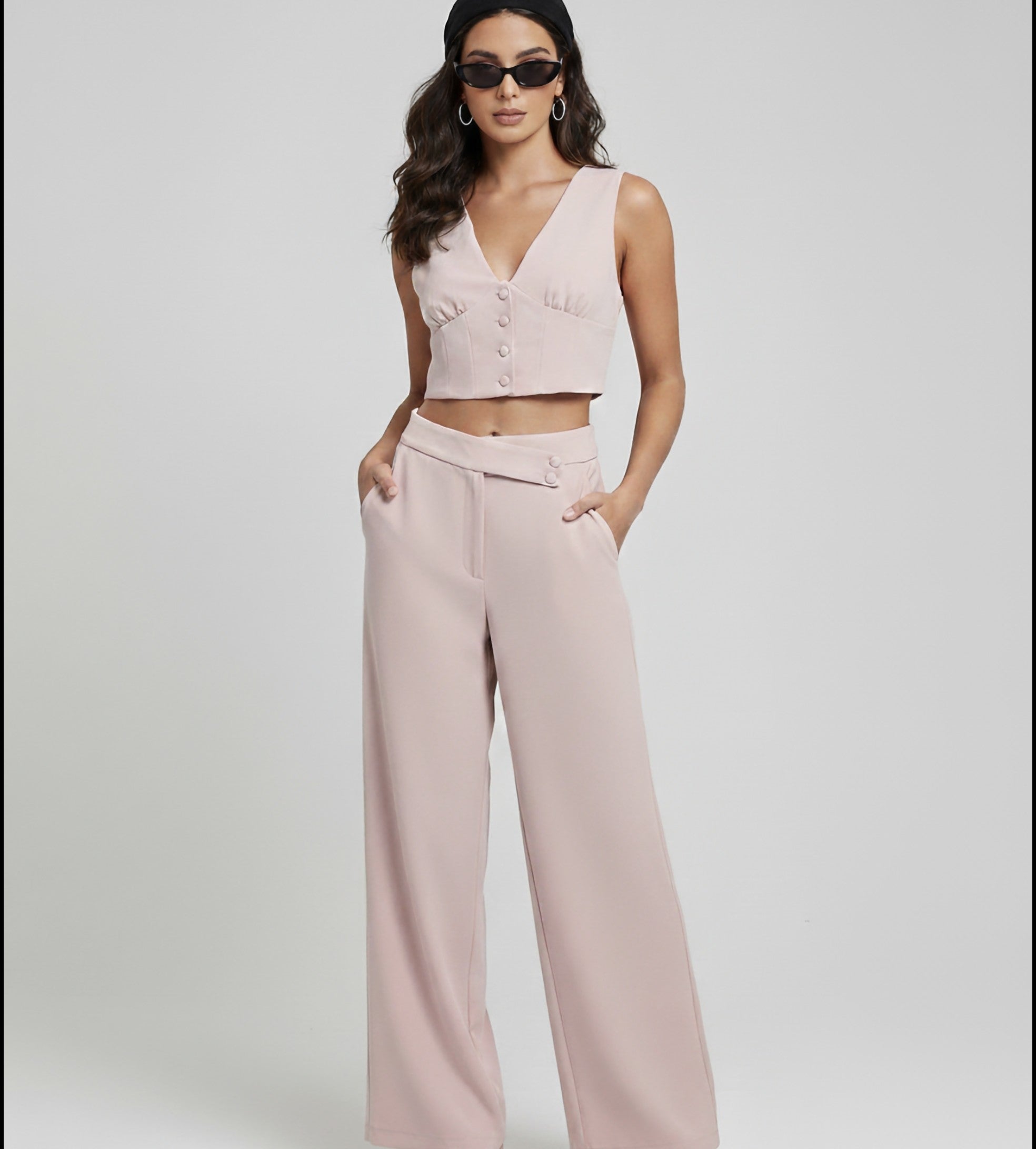 Corset detail vest/pants set