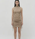 Sleeveless mock neck shimmered sweater dress