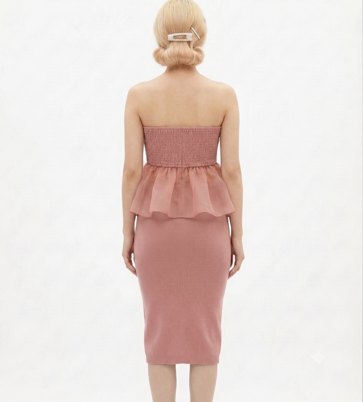 Floral detail organza tube top