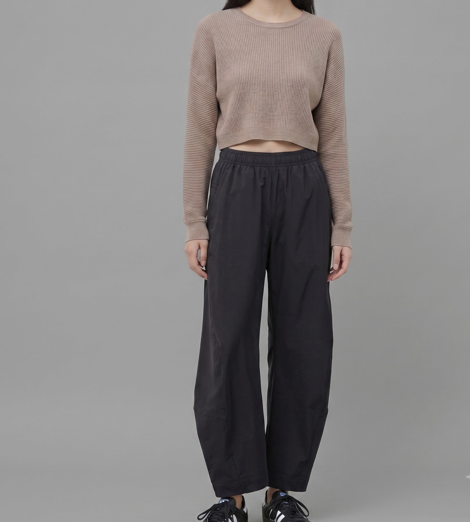Drop shoulder sweater rib knit top