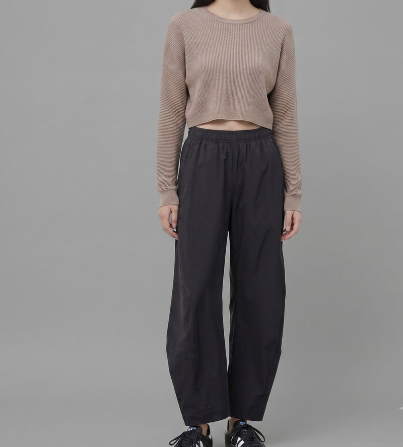 Drop shoulder sweater rib knit top