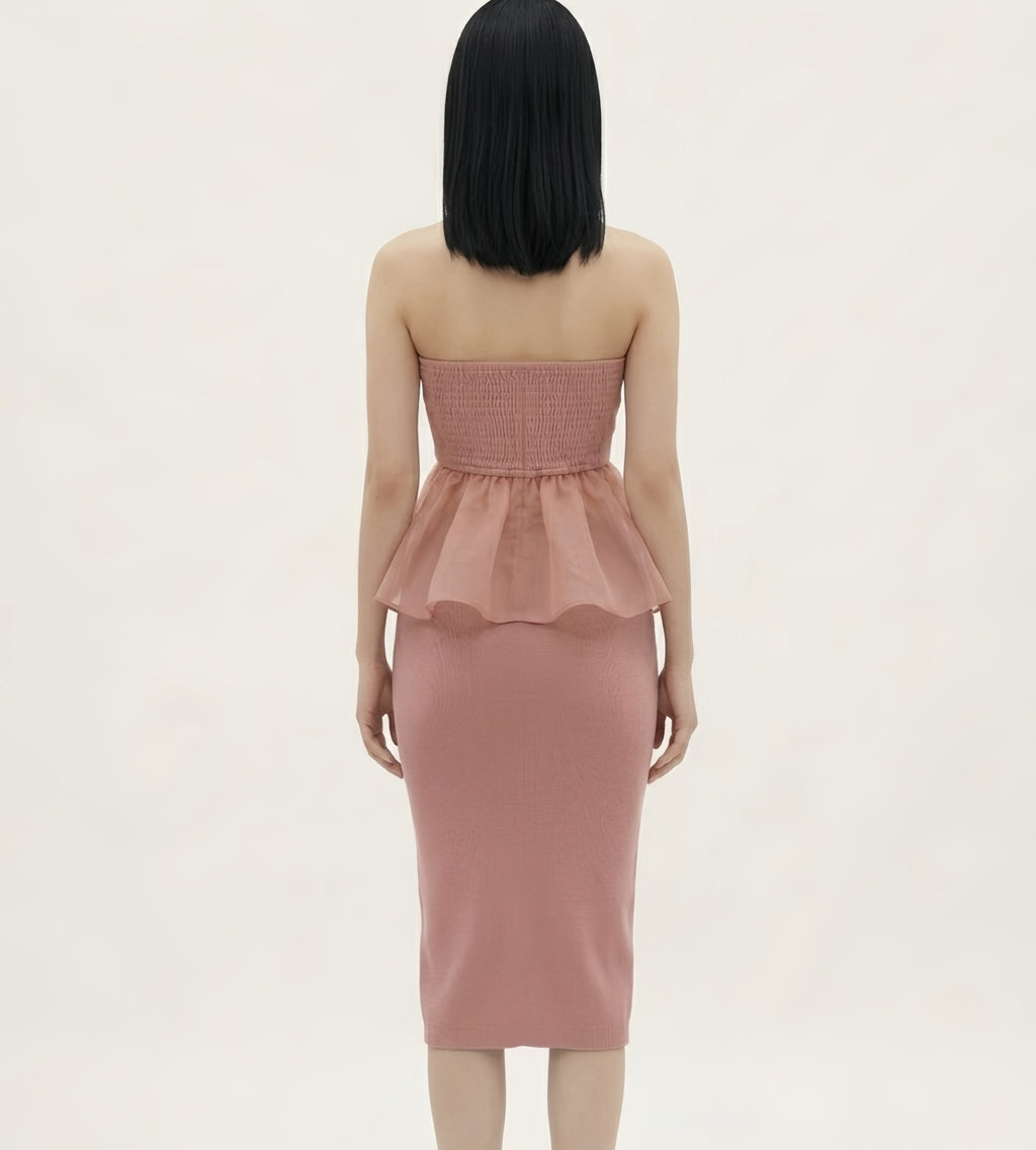 Floral detail organza tube top