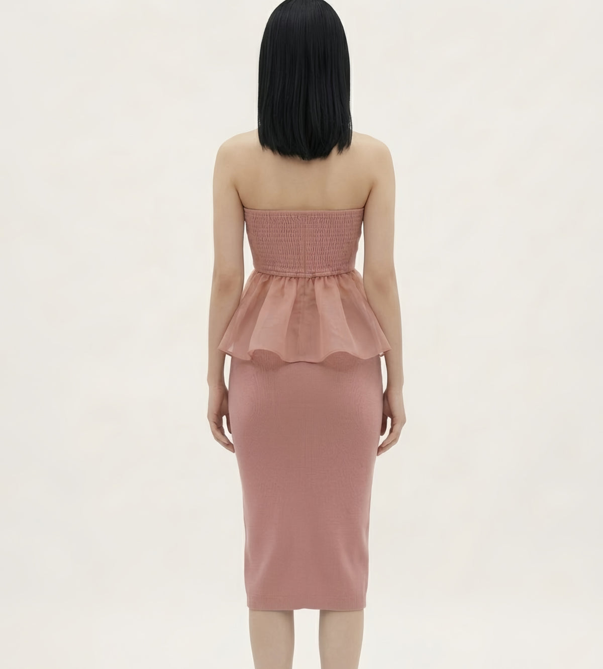 Floral detail organza tube top
