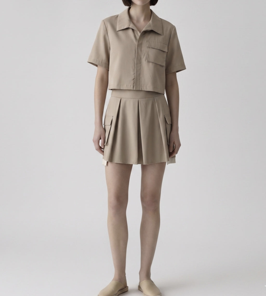 Boxy shirt with skirt set