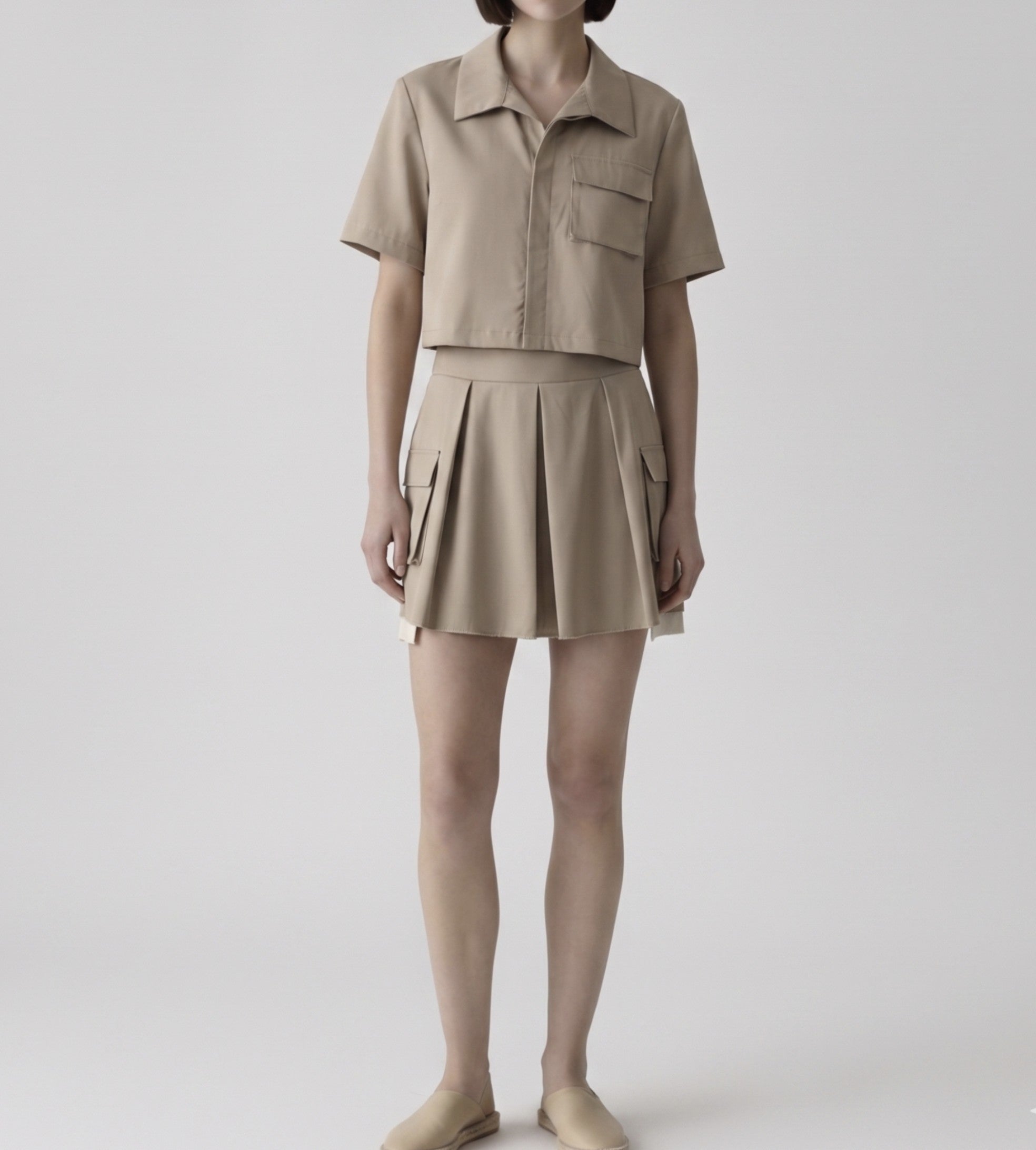 Boxy shirt with skirt set