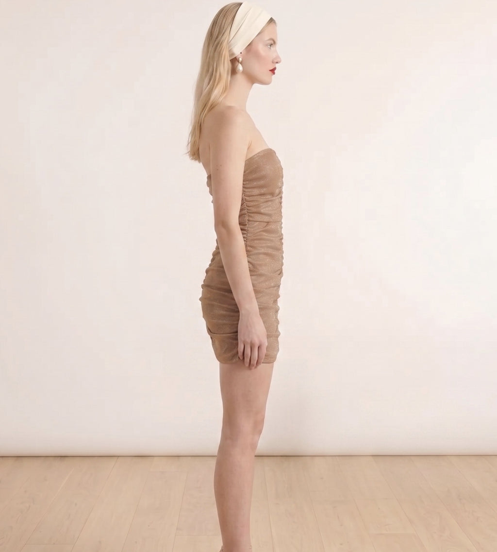 Sleeveless glitter tube dress