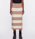 Stripe knit skirt w/ slit