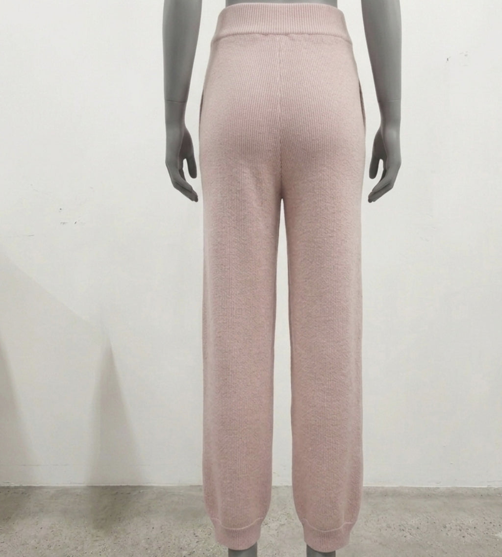 Shimmered pastel pink sweater pants