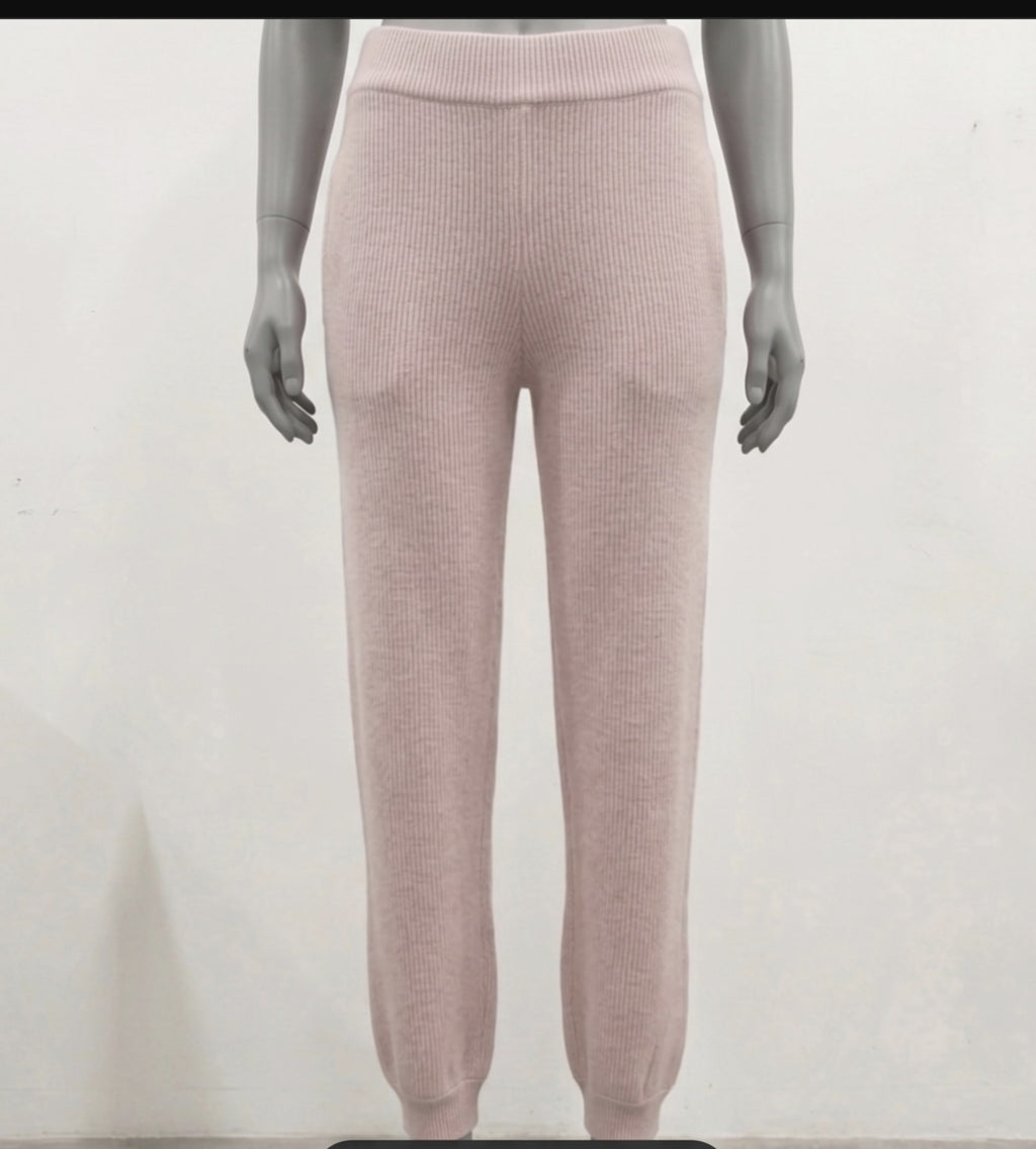 Shimmered pastel pink sweater pants