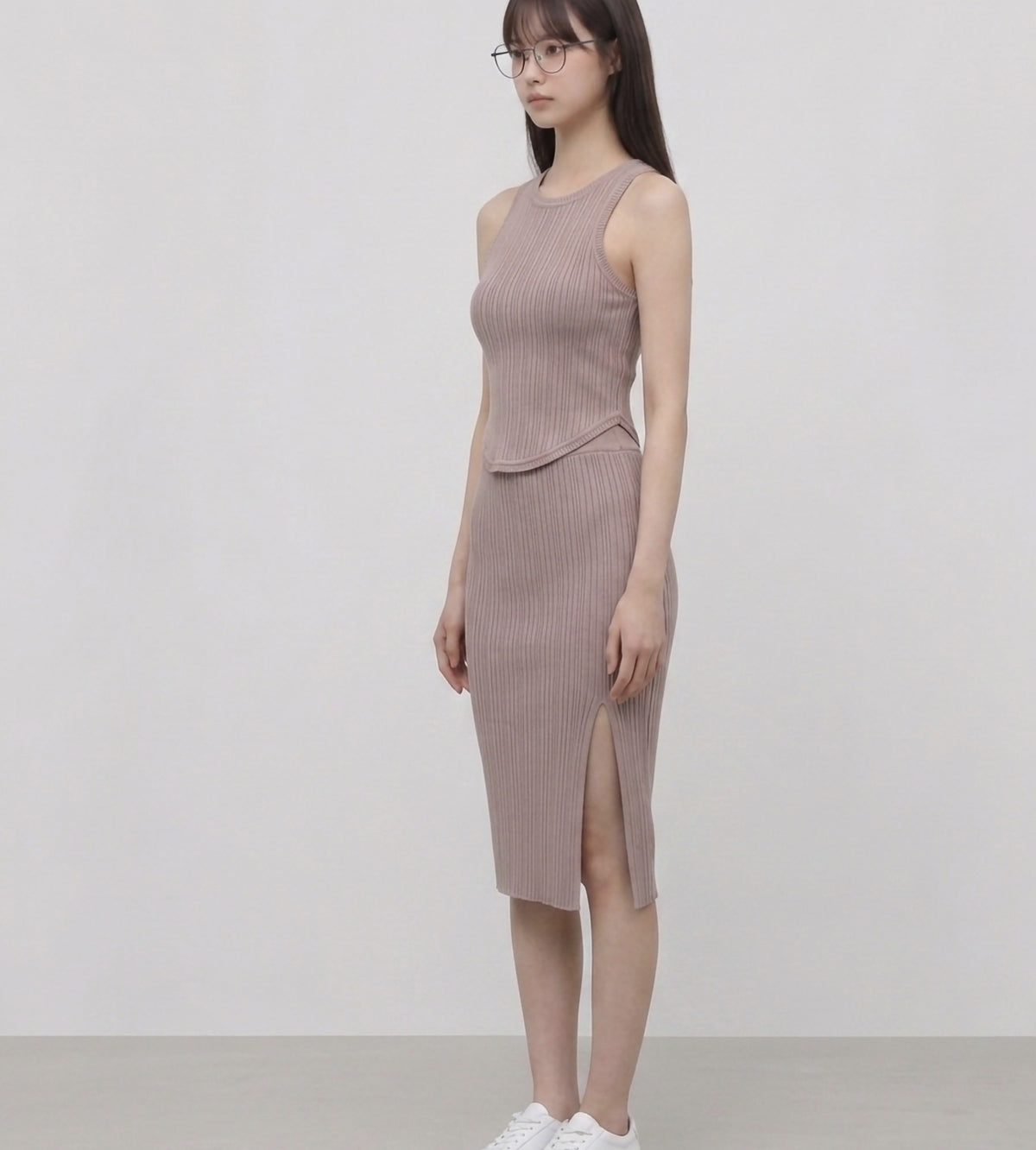 Tang/skirt rib knit set
