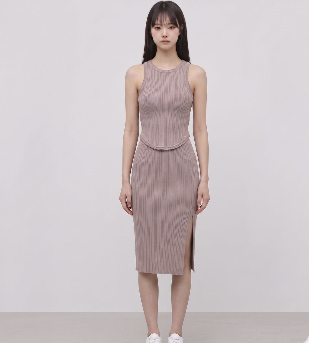 Tang/skirt rib knit set
