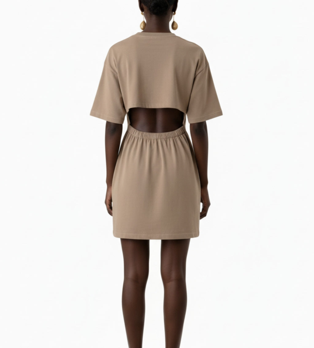 Short sleeve t-shirt dress with back detail