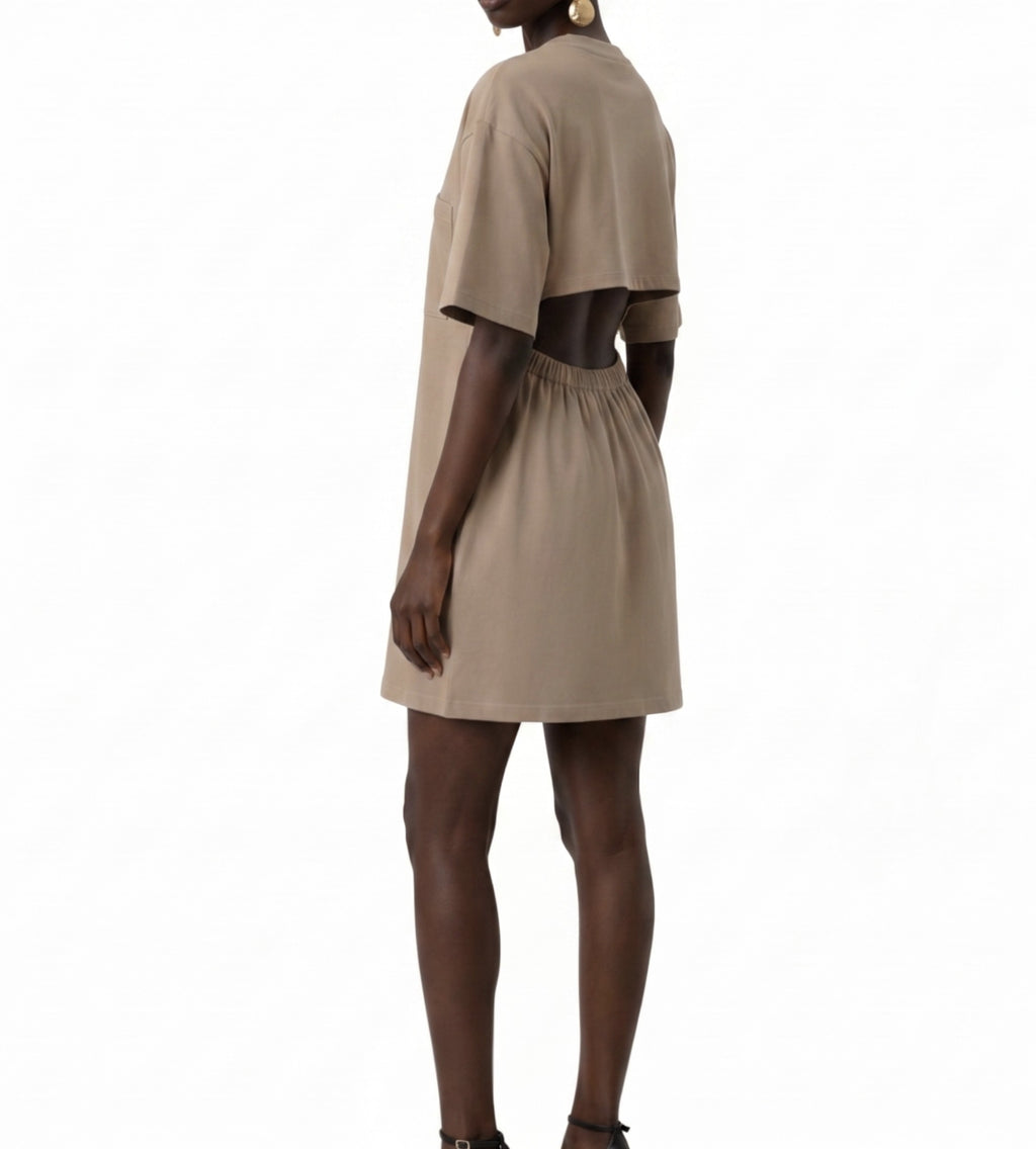 Short sleeve t-shirt dress with back detail