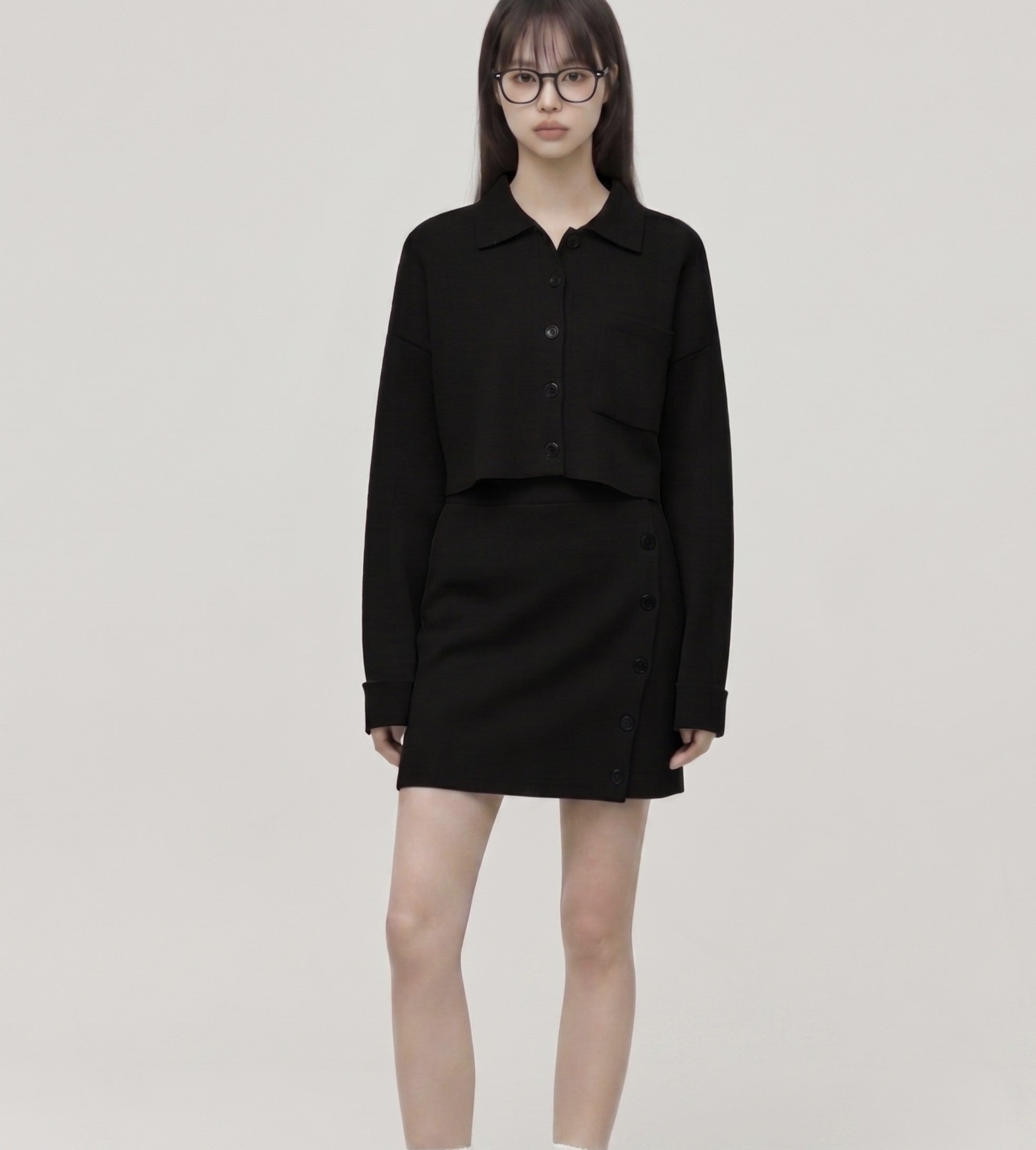 Button detail Sweater Skirt