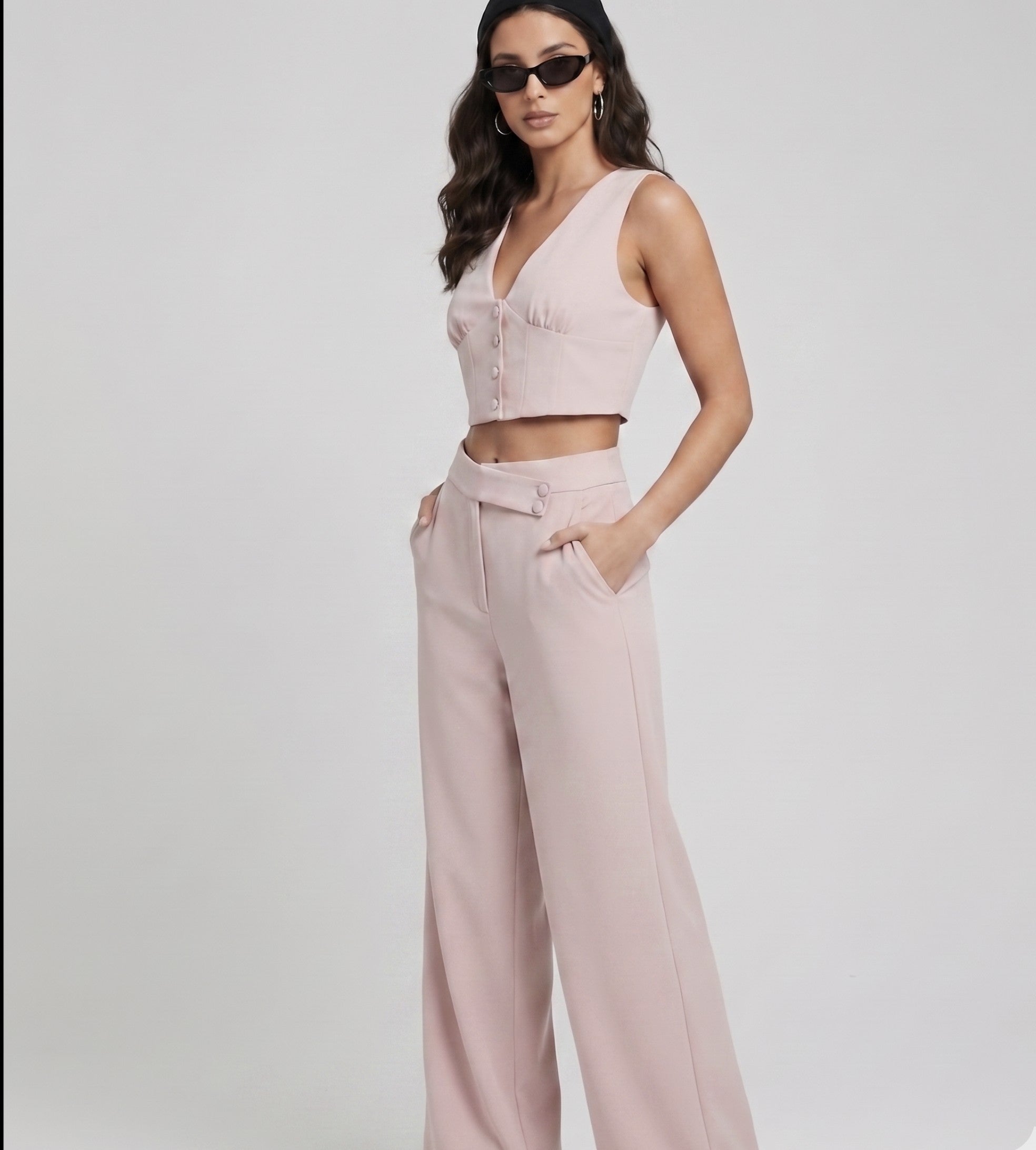 Corset detail vest/pants set