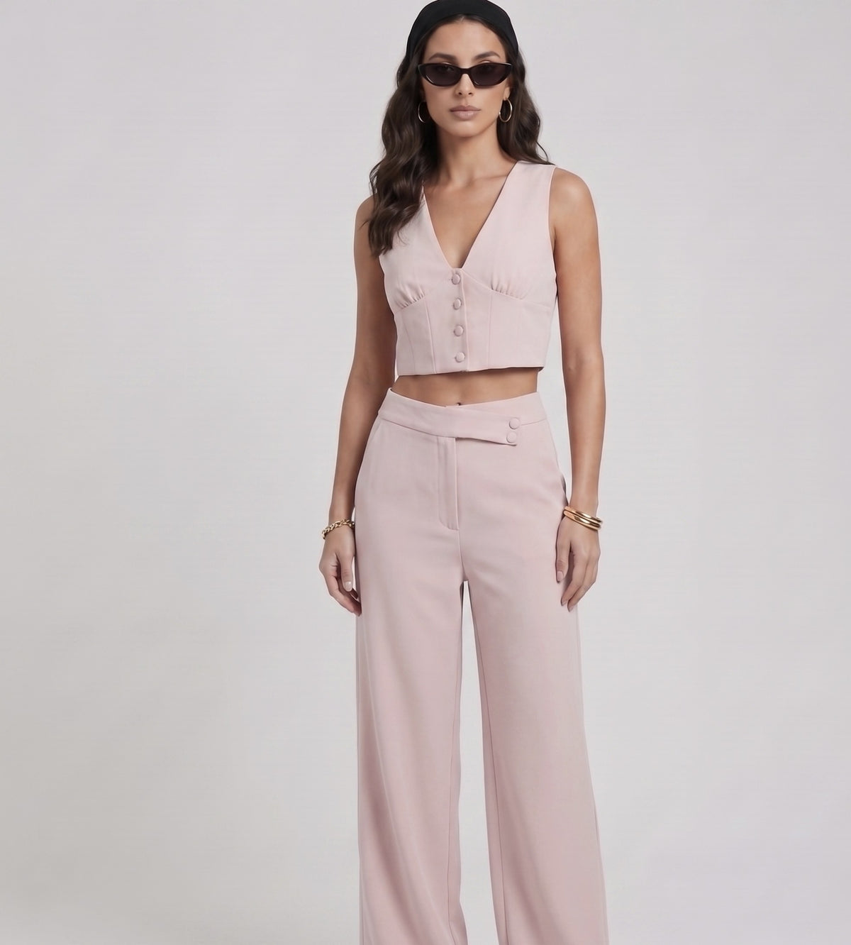 Corset detail vest/pants set