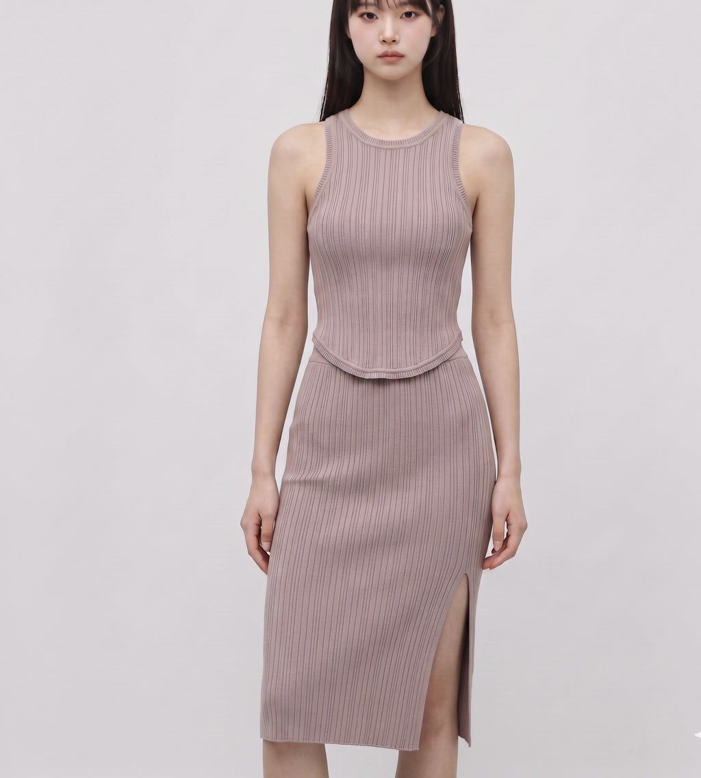 Tang/skirt rib knit set