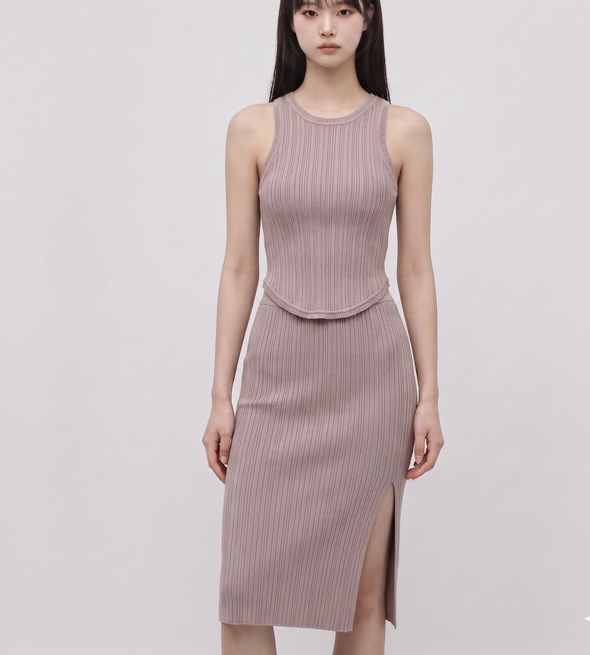 Tang/skirt rib knit set