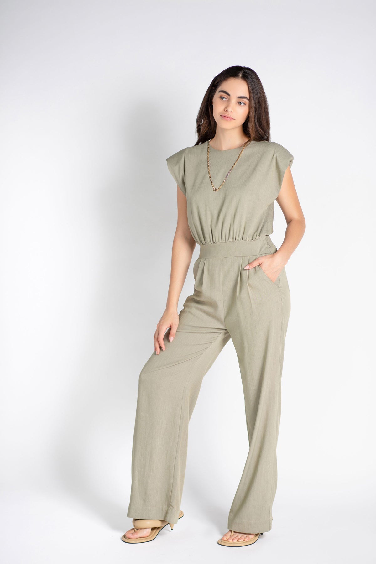 Extended shoulder jumpsuit