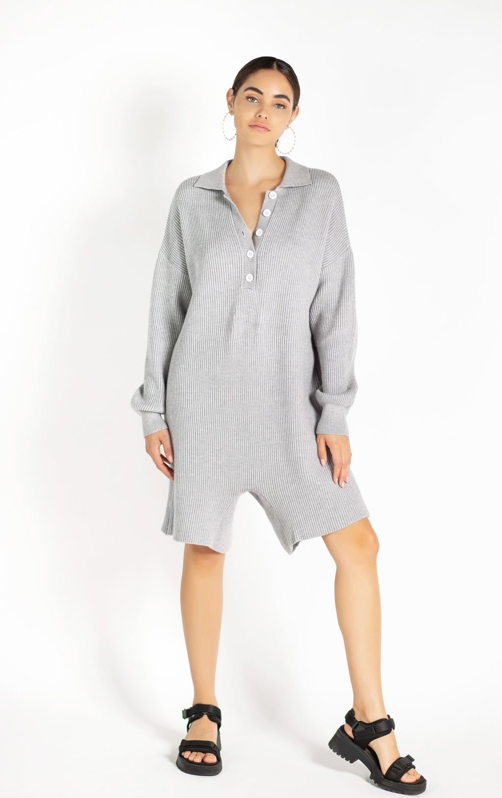Grey Ribbed onesie