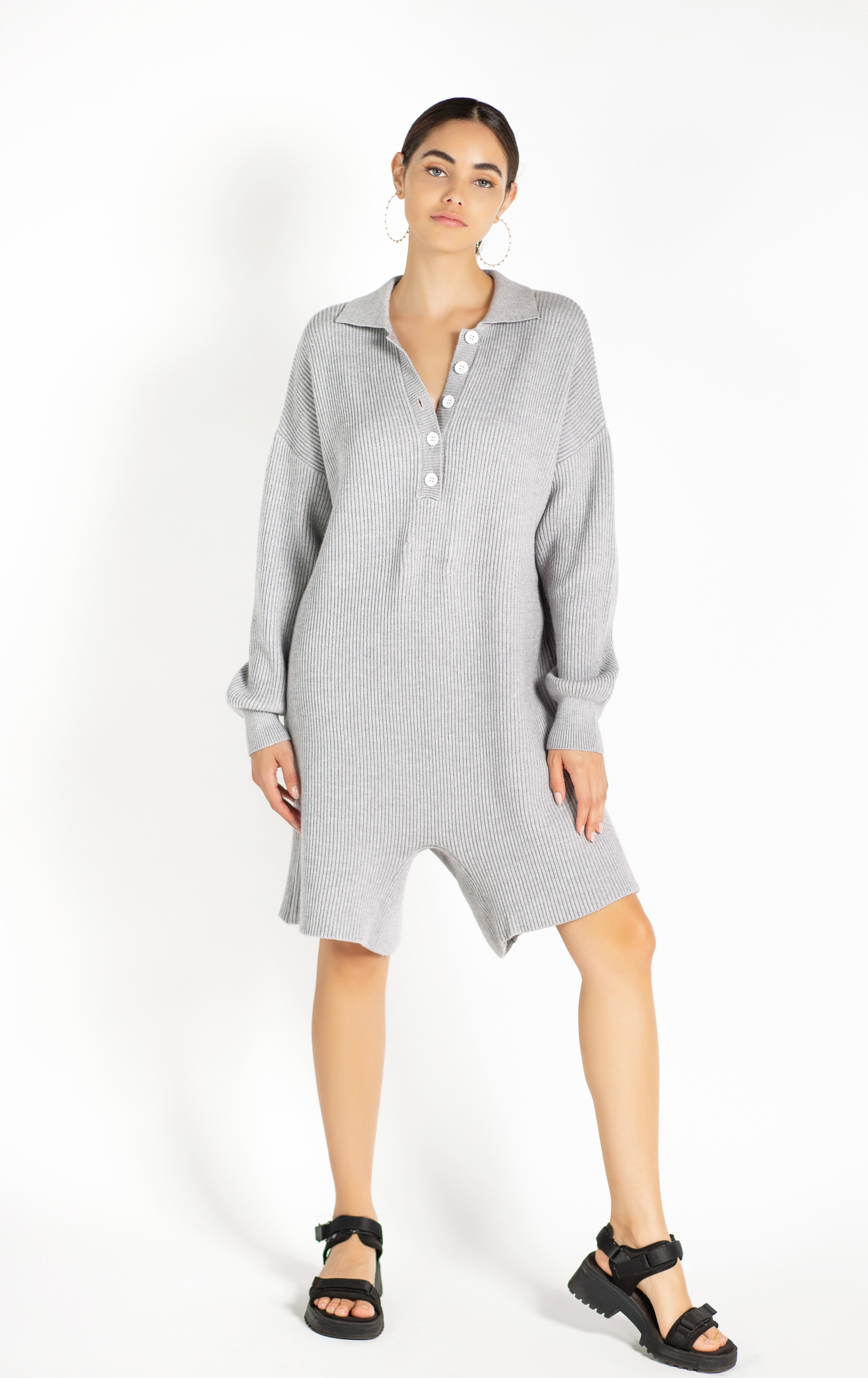 Grey Ribbed onesie