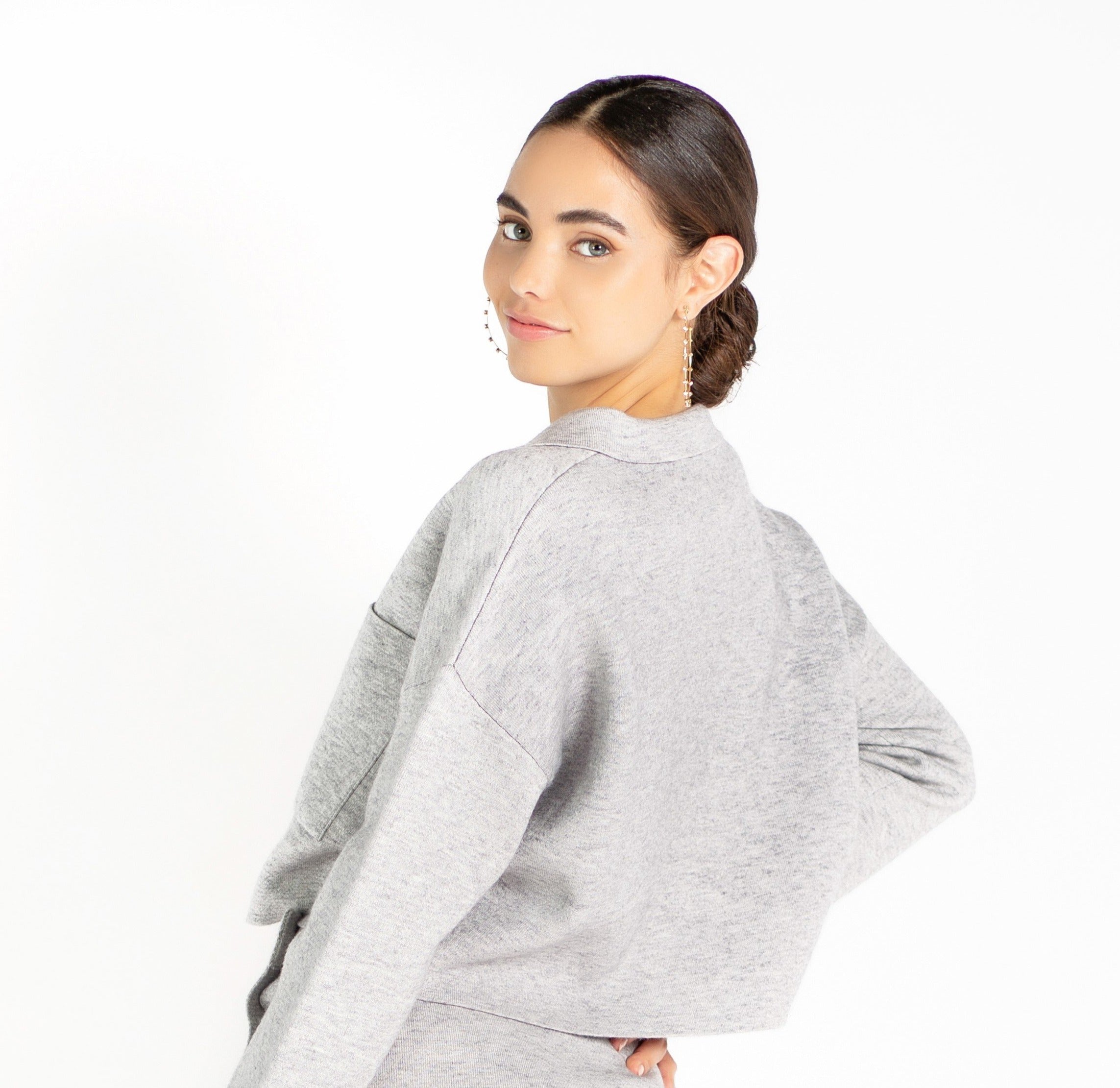 Button detail sweater jacket