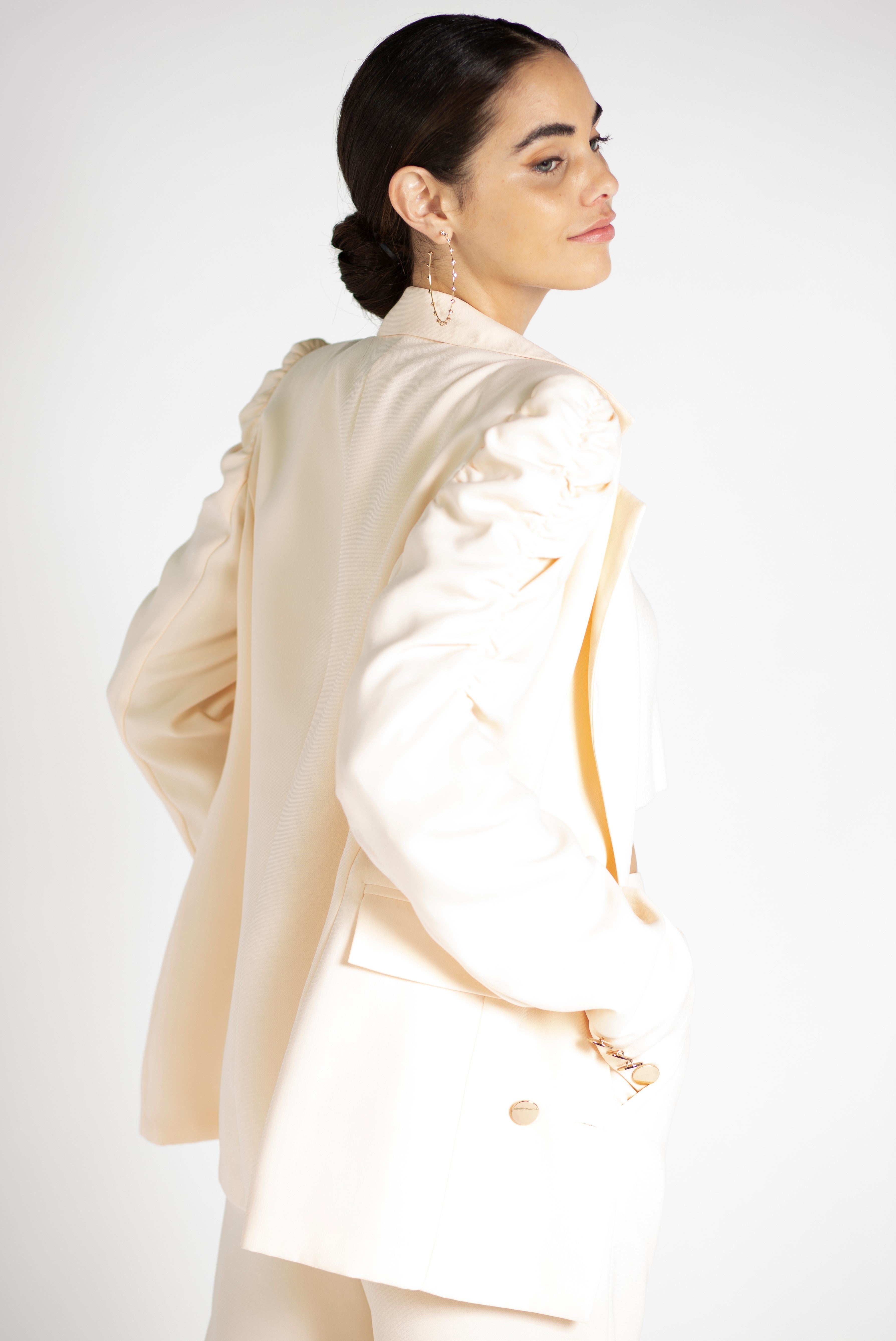 Gold button detail suit jacket